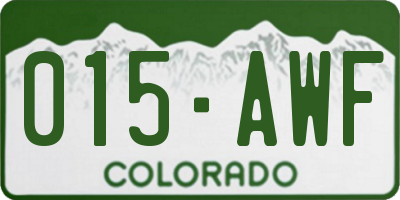 CO license plate 015AWF