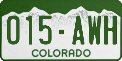 CO license plate 015AWH