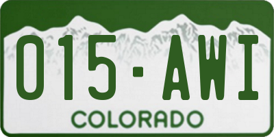 CO license plate 015AWI