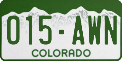 CO license plate 015AWN