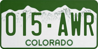 CO license plate 015AWR