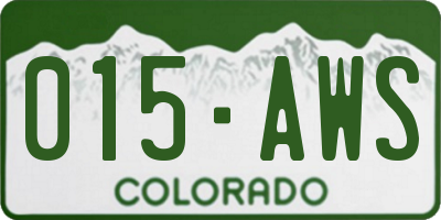 CO license plate 015AWS