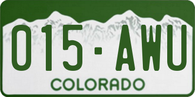 CO license plate 015AWU