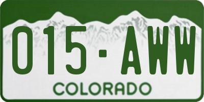 CO license plate 015AWW