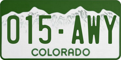 CO license plate 015AWY