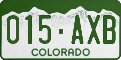 CO license plate 015AXB