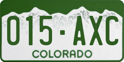 CO license plate 015AXC