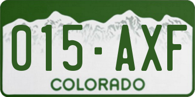 CO license plate 015AXF