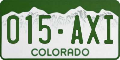 CO license plate 015AXI
