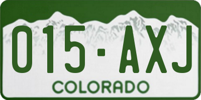 CO license plate 015AXJ