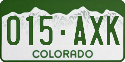 CO license plate 015AXK