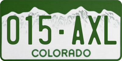 CO license plate 015AXL