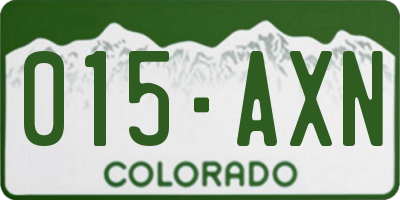 CO license plate 015AXN