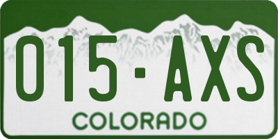 CO license plate 015AXS