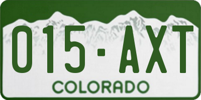 CO license plate 015AXT