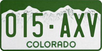 CO license plate 015AXV