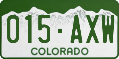 CO license plate 015AXW