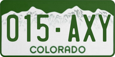 CO license plate 015AXY