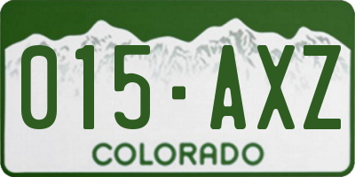 CO license plate 015AXZ