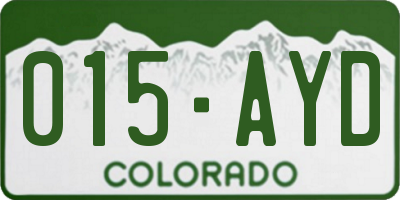 CO license plate 015AYD