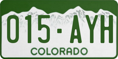 CO license plate 015AYH