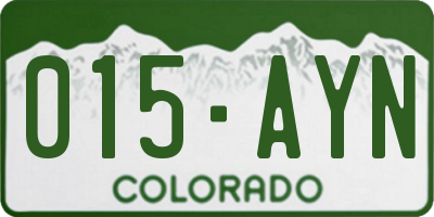 CO license plate 015AYN