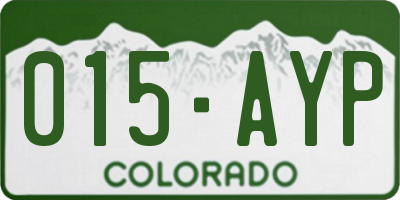 CO license plate 015AYP