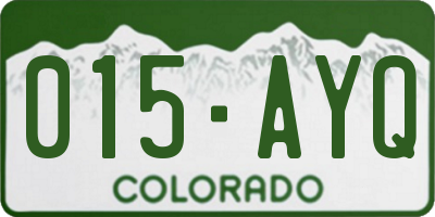 CO license plate 015AYQ