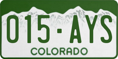 CO license plate 015AYS