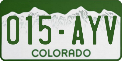 CO license plate 015AYV