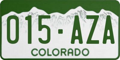 CO license plate 015AZA