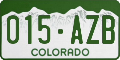 CO license plate 015AZB