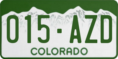 CO license plate 015AZD