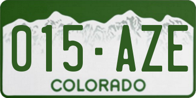 CO license plate 015AZE