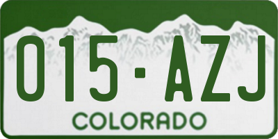 CO license plate 015AZJ