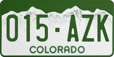 CO license plate 015AZK