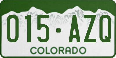 CO license plate 015AZQ