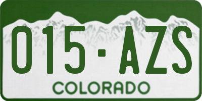 CO license plate 015AZS