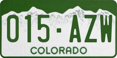 CO license plate 015AZW