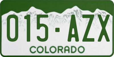 CO license plate 015AZX