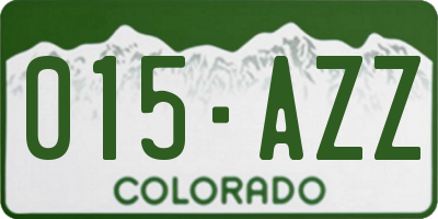 CO license plate 015AZZ