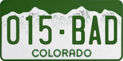 CO license plate 015BAD