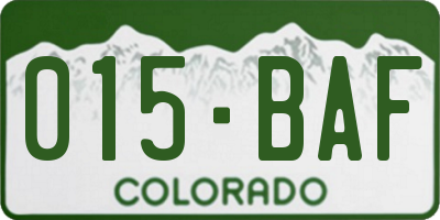 CO license plate 015BAF