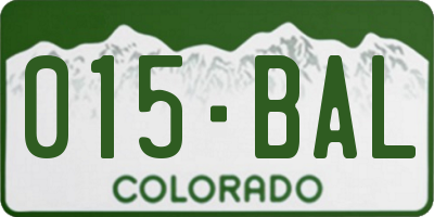 CO license plate 015BAL