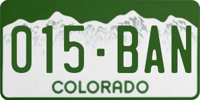 CO license plate 015BAN