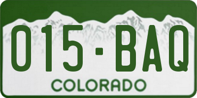 CO license plate 015BAQ