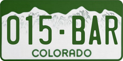 CO license plate 015BAR