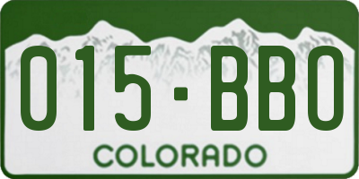 CO license plate 015BBO