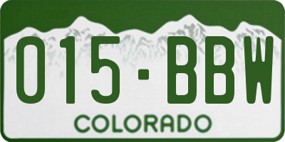 CO license plate 015BBW