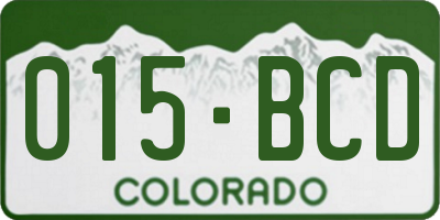 CO license plate 015BCD